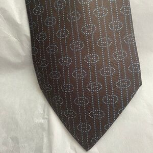 Hermes France Bronze & Blue Signature H Silk Tie 3.5" wide and 58" long